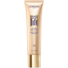 L'Oreal Paris Visible Lift Luminous Serum Tint gold bottle delivers instant hydration and radiance.
