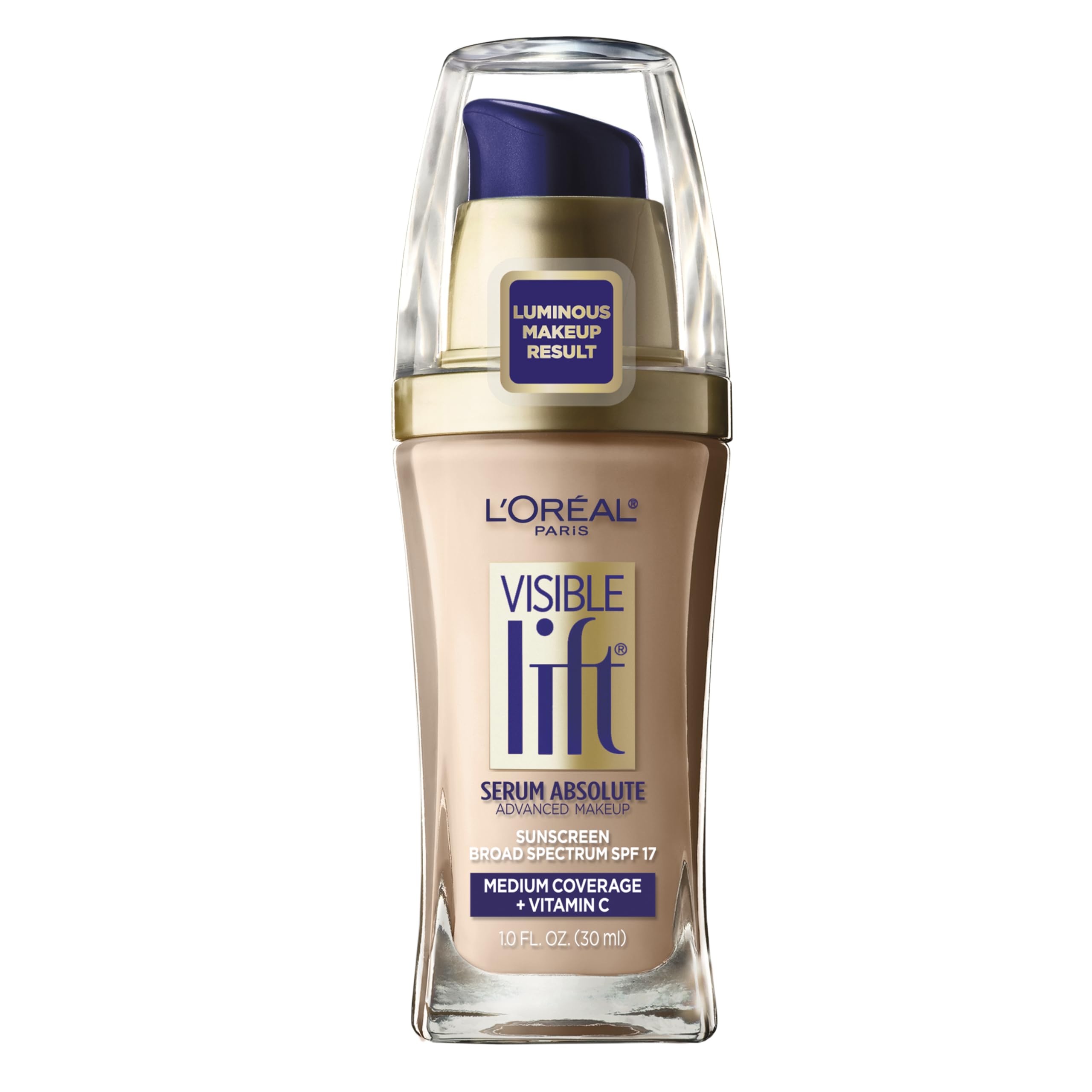L'Oreal Paris Visible Lift Serum Absolute Foundation bottle pour delivers even skin tone and radiant finish.
