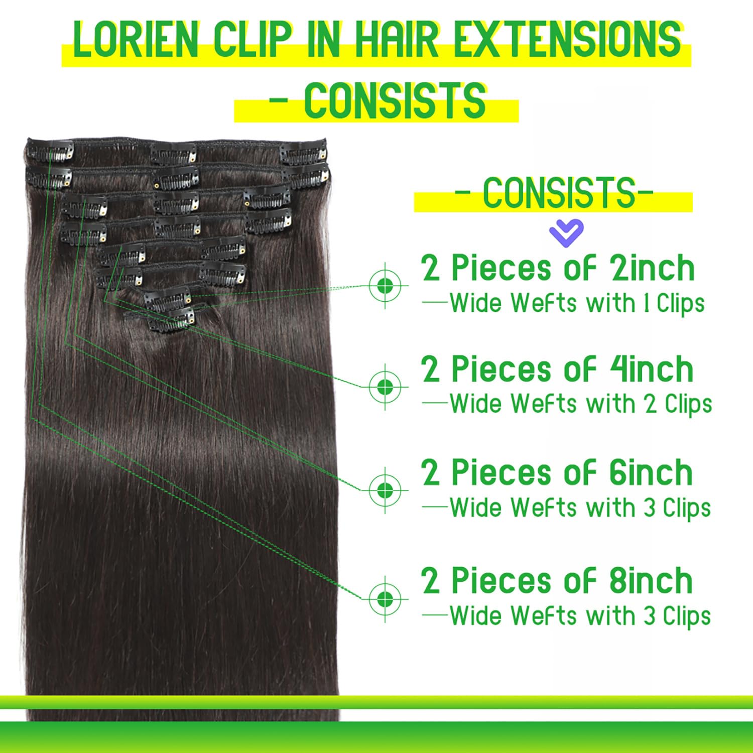 Lorien 8-piece clip-in set for versatile styling options