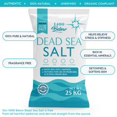 Los Angeles Salt Co. Dead Sea salt mineral-rich grains for skin care.