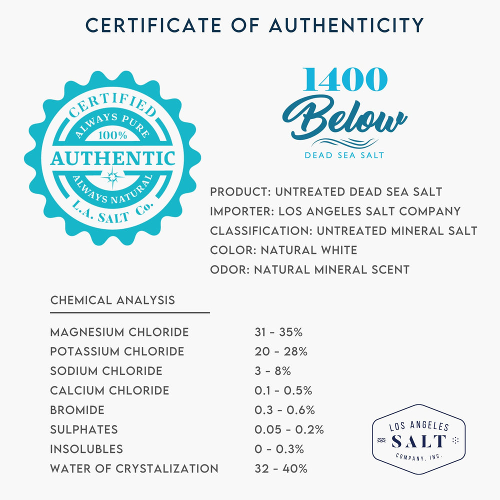Los Angeles Salt Co. Dead Sea salt for soaps and exfoliating bars.