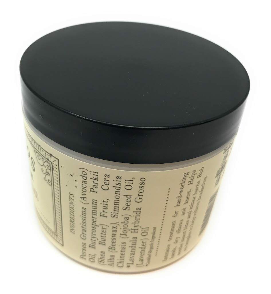 Los Poblanos Lavender Hand Salve front view, easy-to-grip jar for quick hydration.