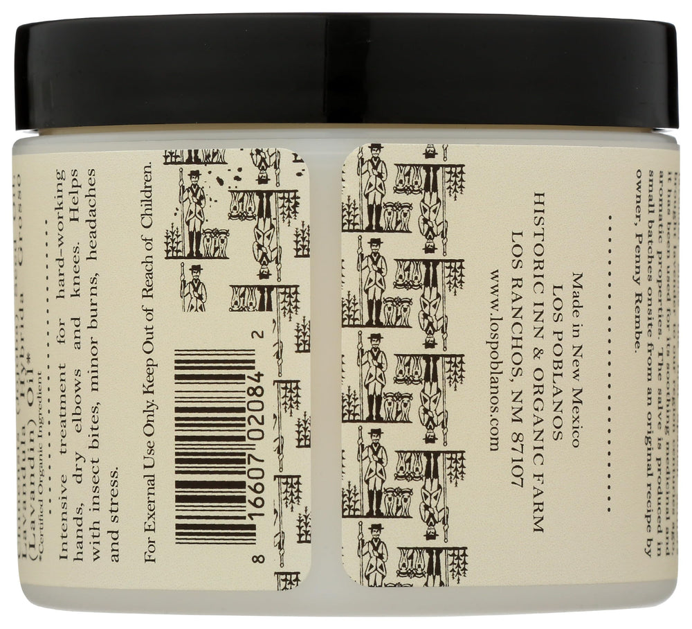 Los Poblanos Lavender Hand Salve packaging image showing a compact 4oz jar.
