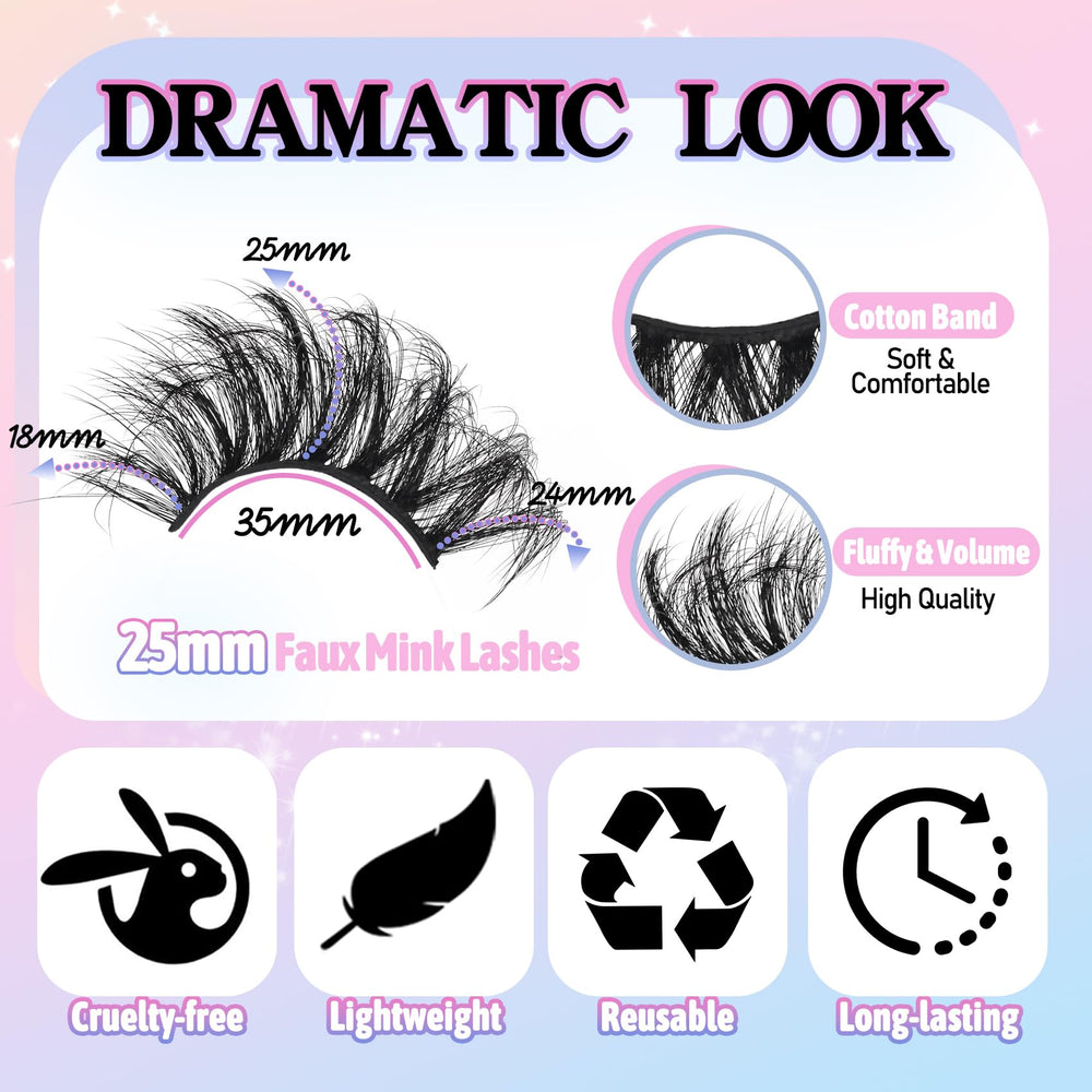 Losha 25mm soft fluffy lashes provide comfortable wear and natural flutter.