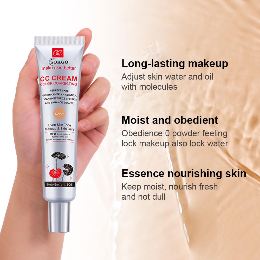 Loske CC Cream Dark shade swatch with SPF 25 protection.