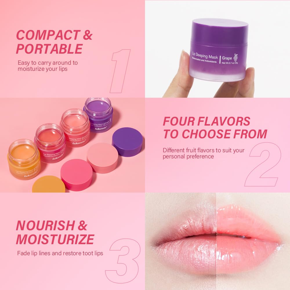 Loske Sleeping Lip Mask ingredients highlight include squalane and avocado butter.