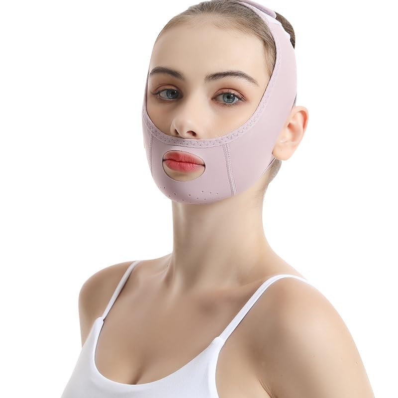 Loske V Line Lifting Mask demonstrating chin strap for jawline contouring and defined profile
