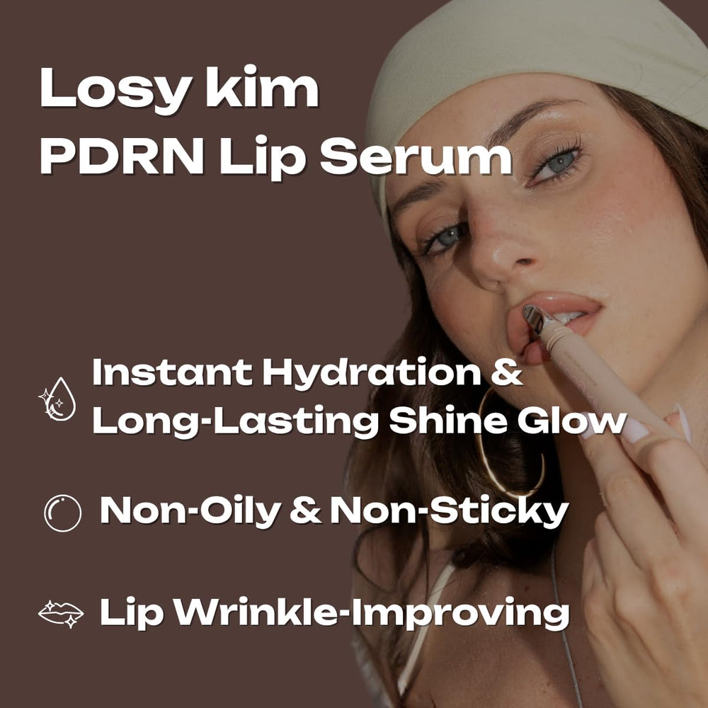 Losy Kim PDRN Tinted Lip Serum curved metal applicator gliding for precise, cooling application