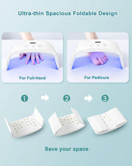 Lotifie UV lamp folds compactly for easy storage during travel or at home.