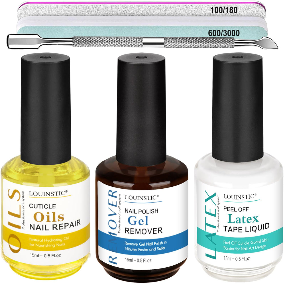 Louinstic 3in1 gel nail remover bottle enables quick removal without soaking.