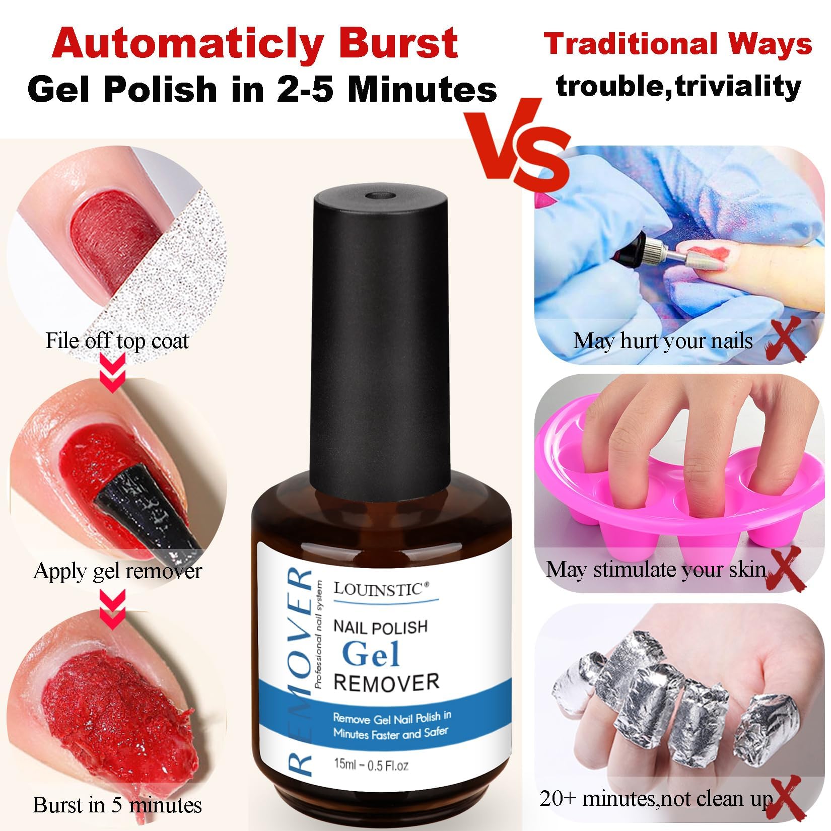 LOUINSTIC cuticle pushers tool for precise prep and gentle lifting.