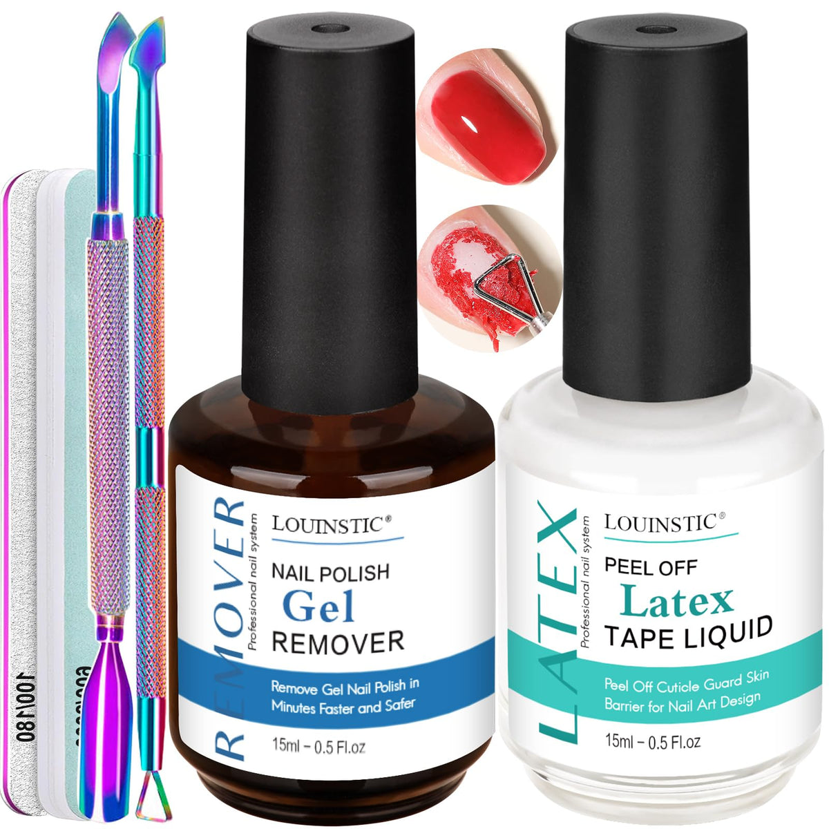 Louinstic gel nail remover bottle with pump for quick polish removal