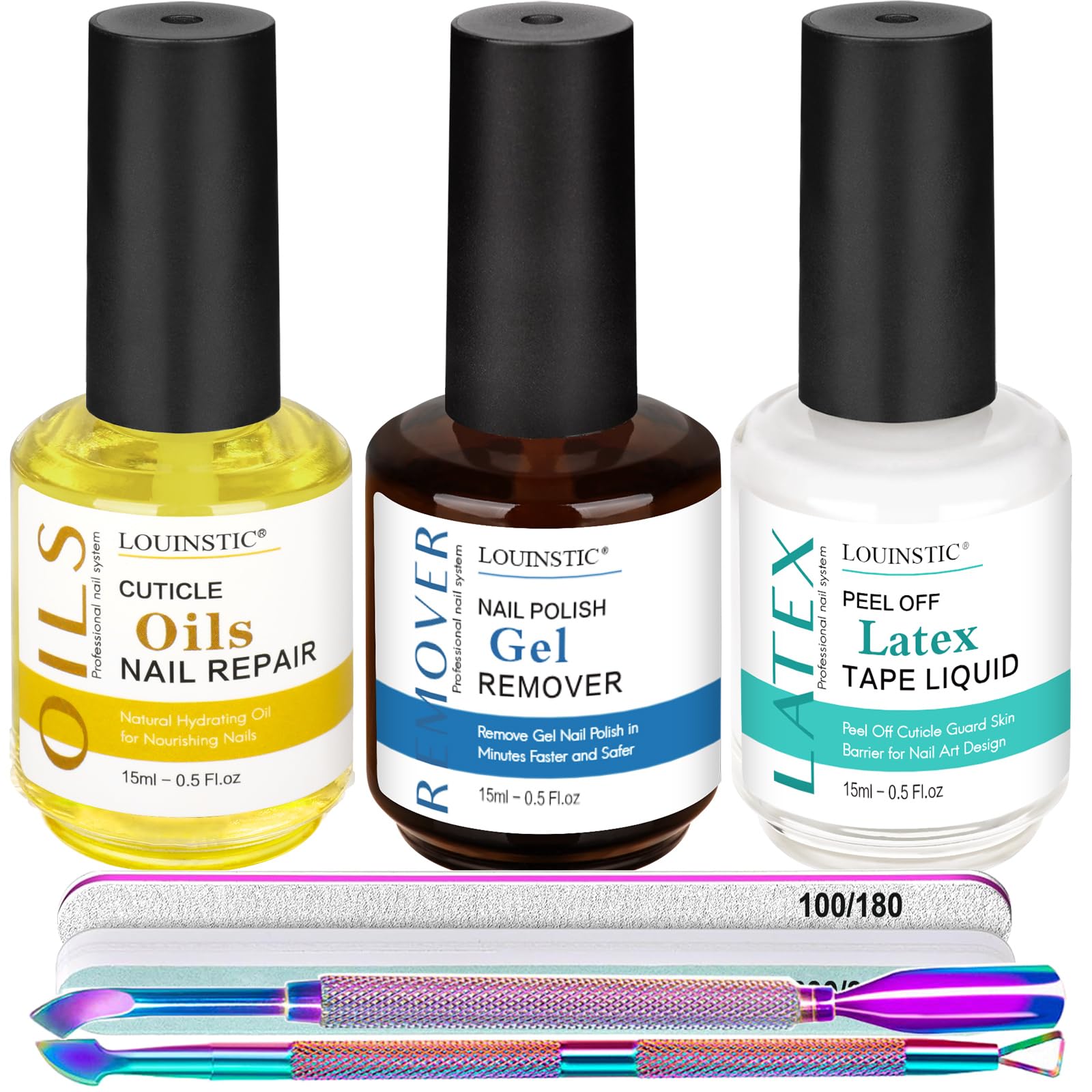 LOUINSTIC gel nail remover bottle for fast, clean polish removal.