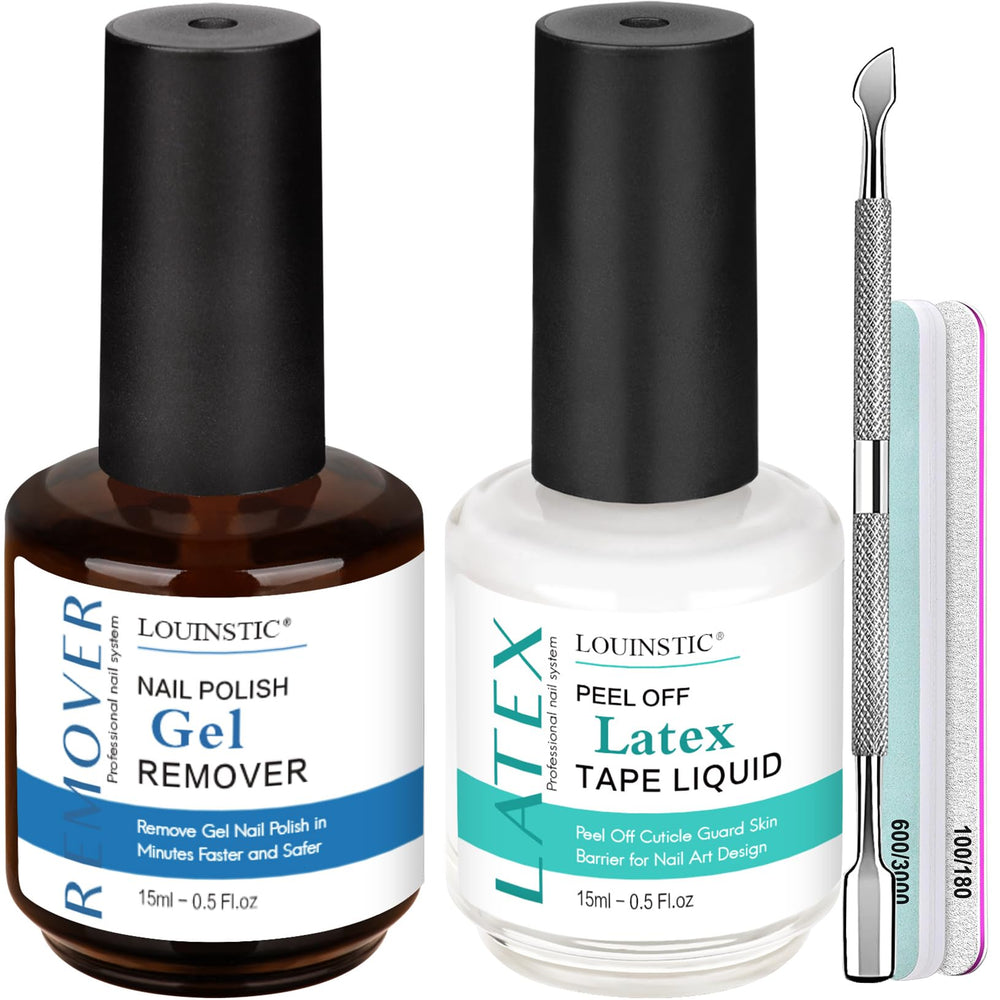 LOUINSTIC gel nail remover bottle enables quick, acetone-free gel polish removal.