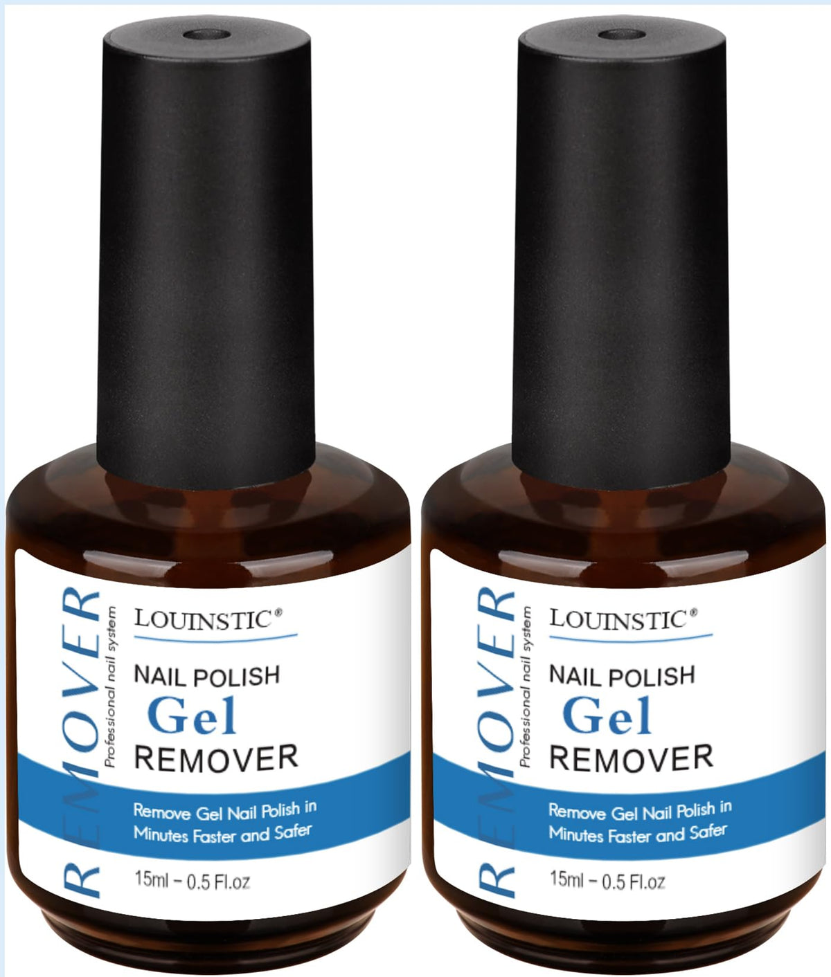 LOUINSTIC gel polish remover bottles in a two-pack for fast at-home results.