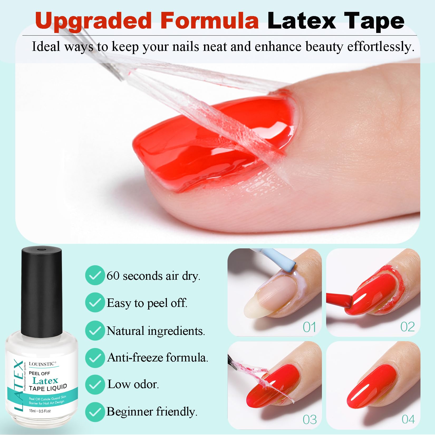 Louinstic quick removal process showing 2-5 minute gel polish lift