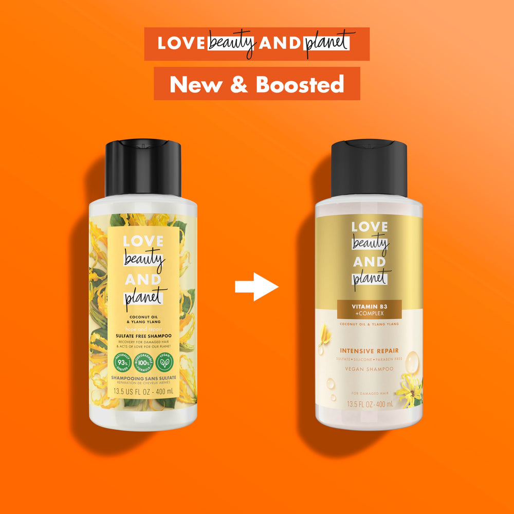 Love Beauty And Planet 98% biodegradable packaging close-up emphasizes eco-friendly packaging.