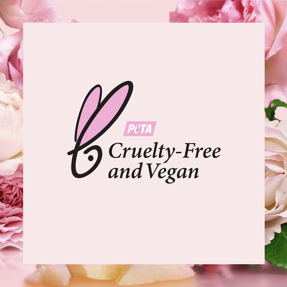 Love Beauty and Planet Blooming Color Shampoo surrounded by Bulgarian rose petals