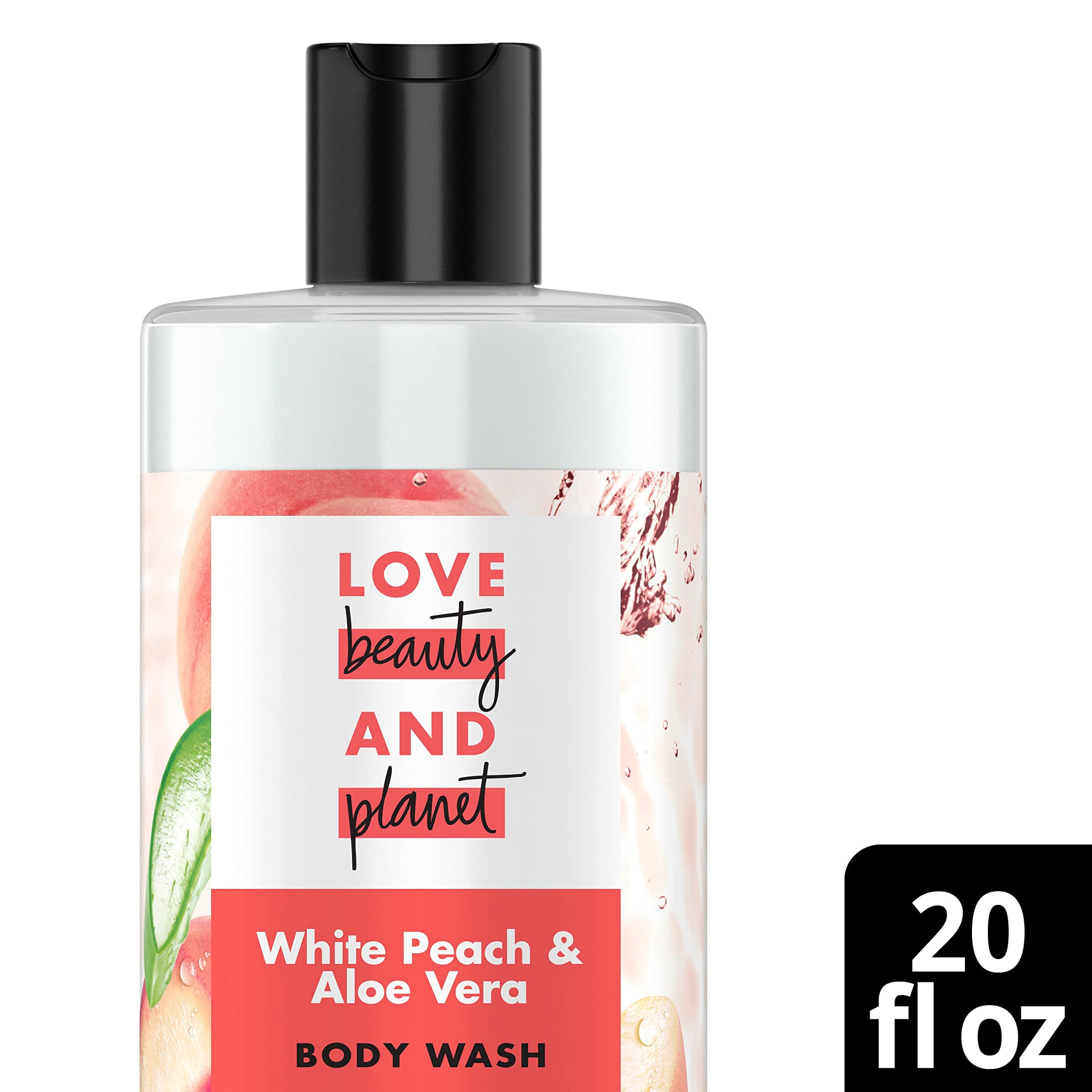 Side view of Love Beauty and Planet bottle for a sleek shower routine.