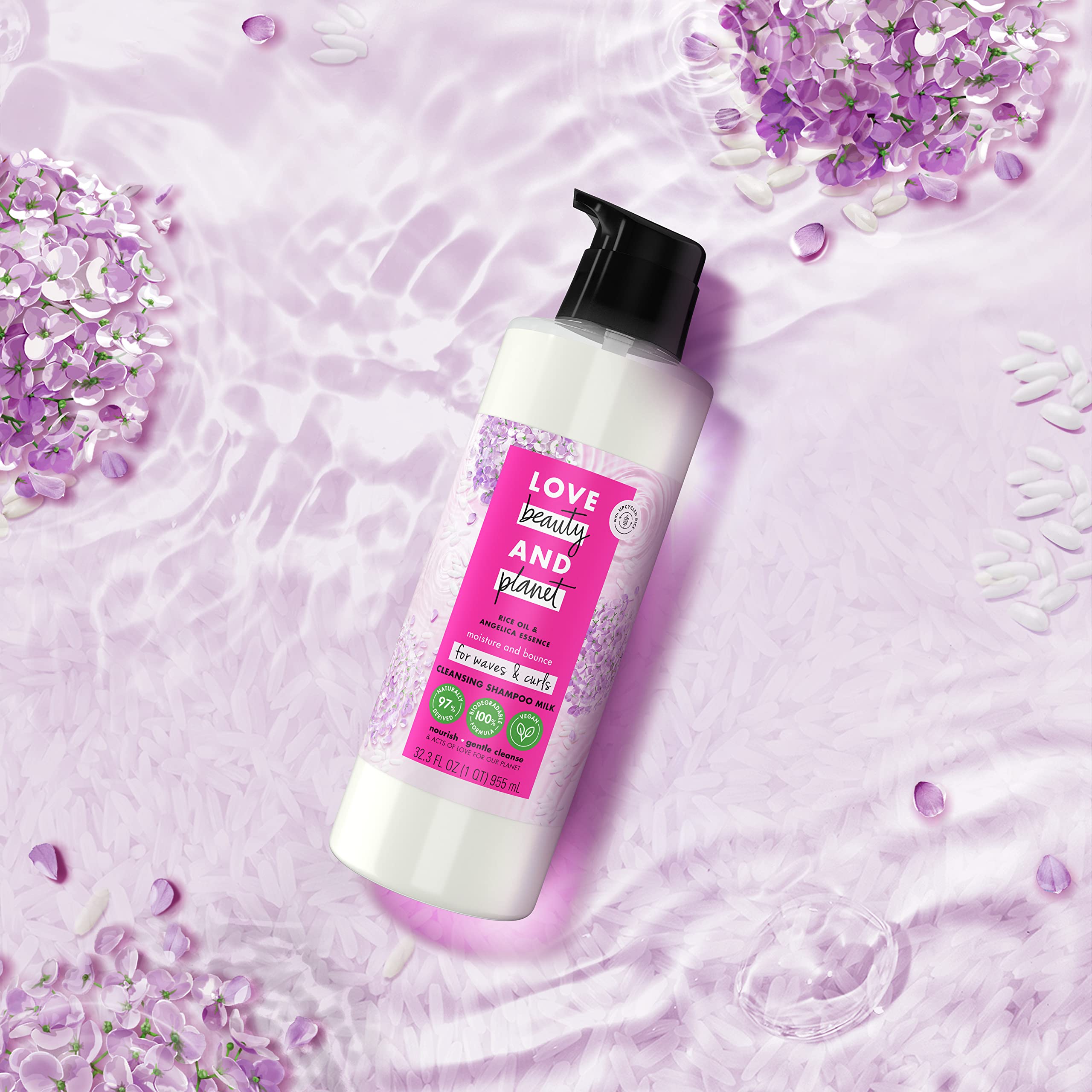 Naturally derived ingredients badge and 97 percent derived claim on bottle