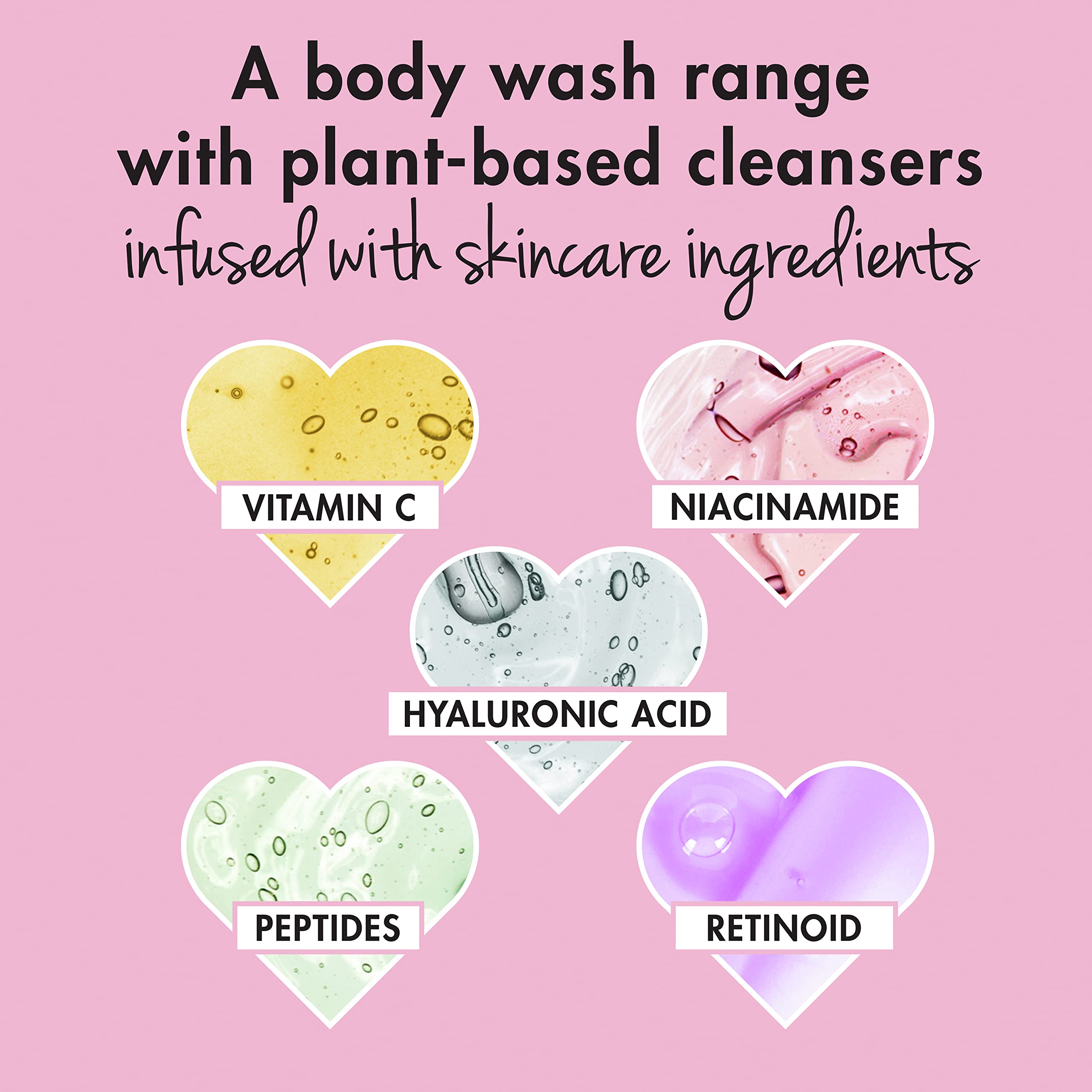 Love Beauty and Planet Niacinamide benefits are indicated on label for skin support.