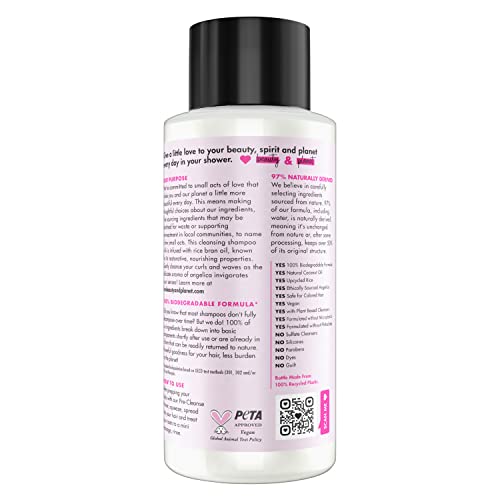 Love Beauty and Planet Shampoo Milk lather demonstrates moisture-rich wash for waves and curls.