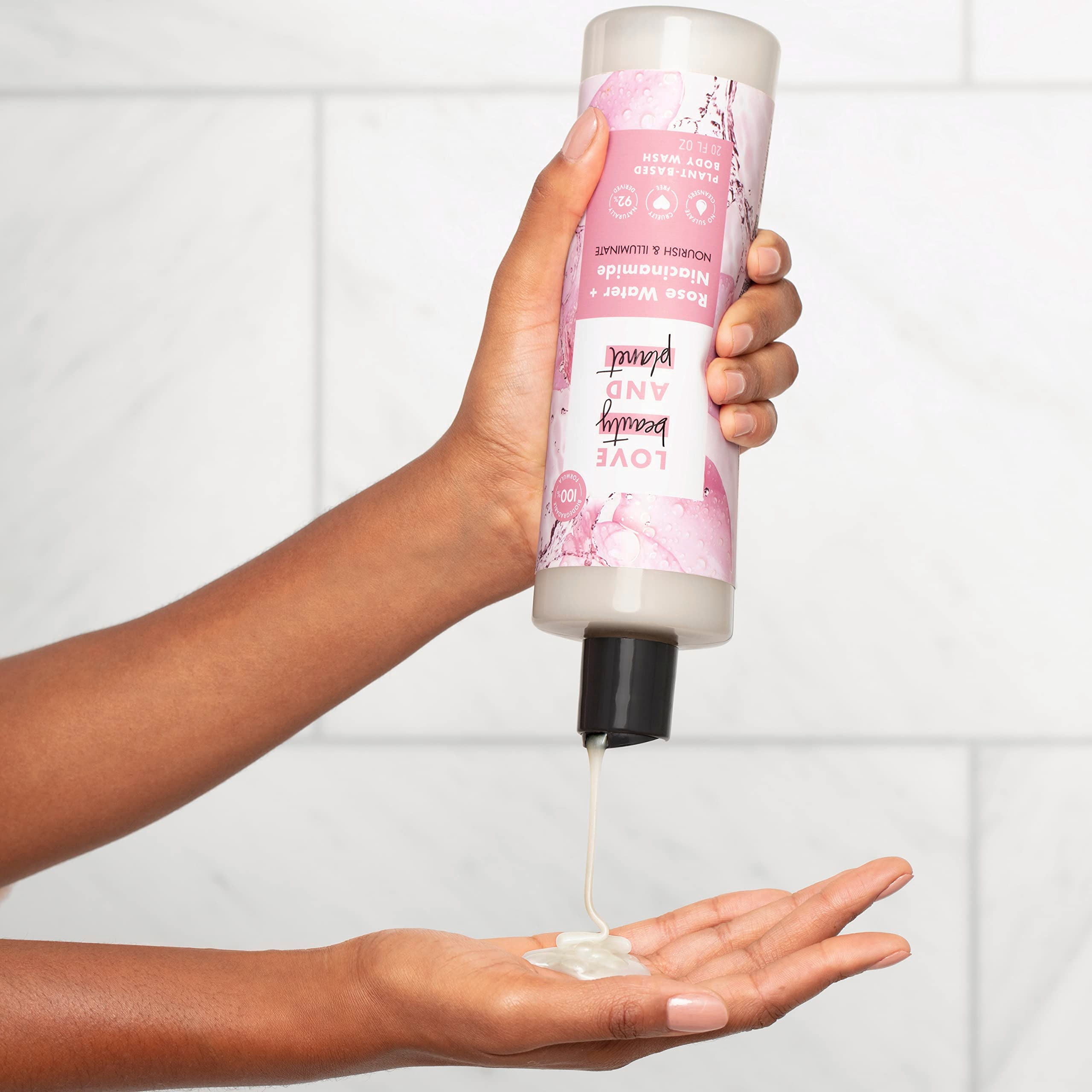 Love Beauty and Planet wash scene in shower showcasing creamy lather.
