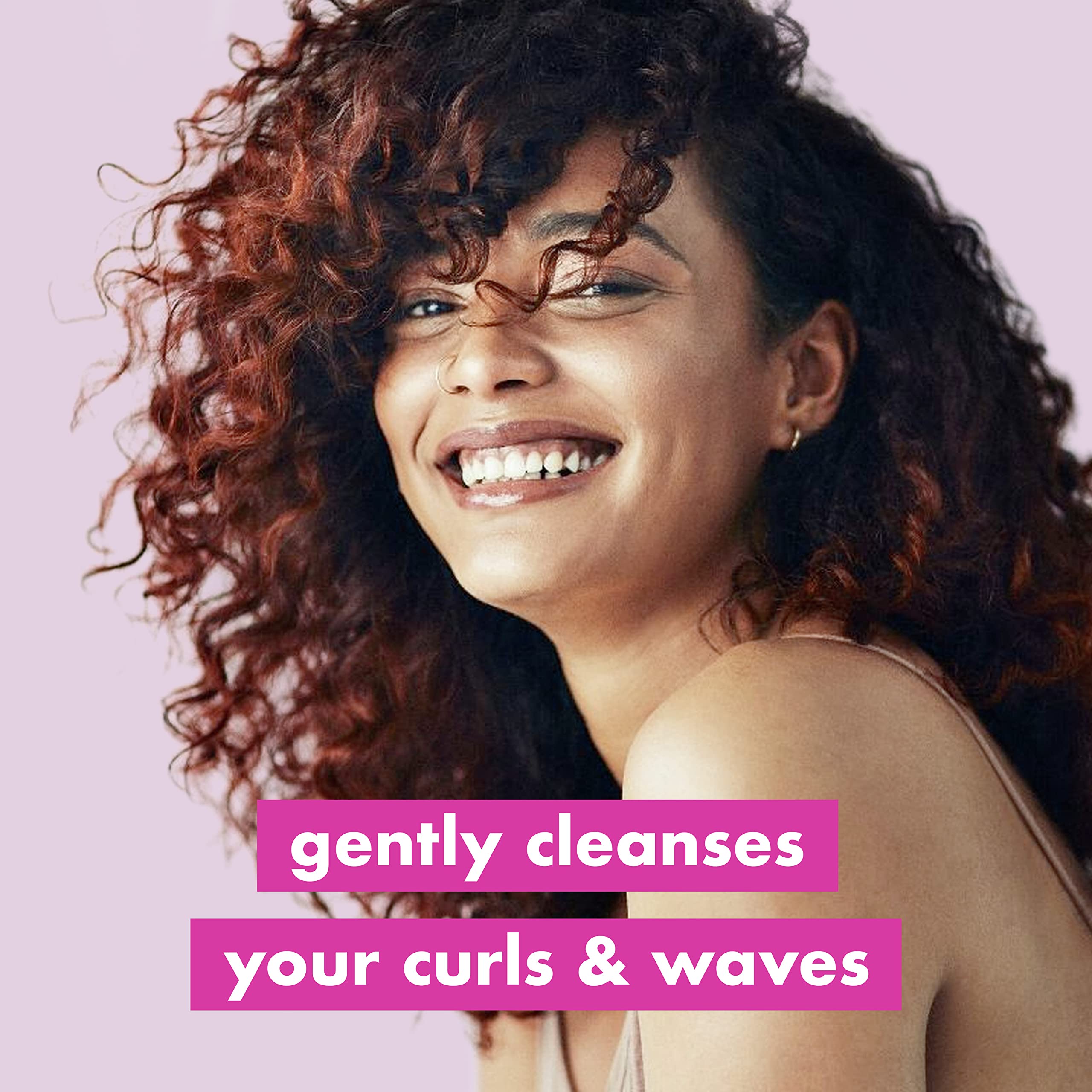 Wavy hair before and after using the shampoo shows improved bounce