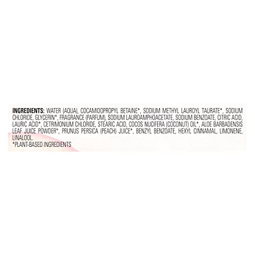Ingredients highlight of Love Beauty and Planet white peach and aloe vera formula.