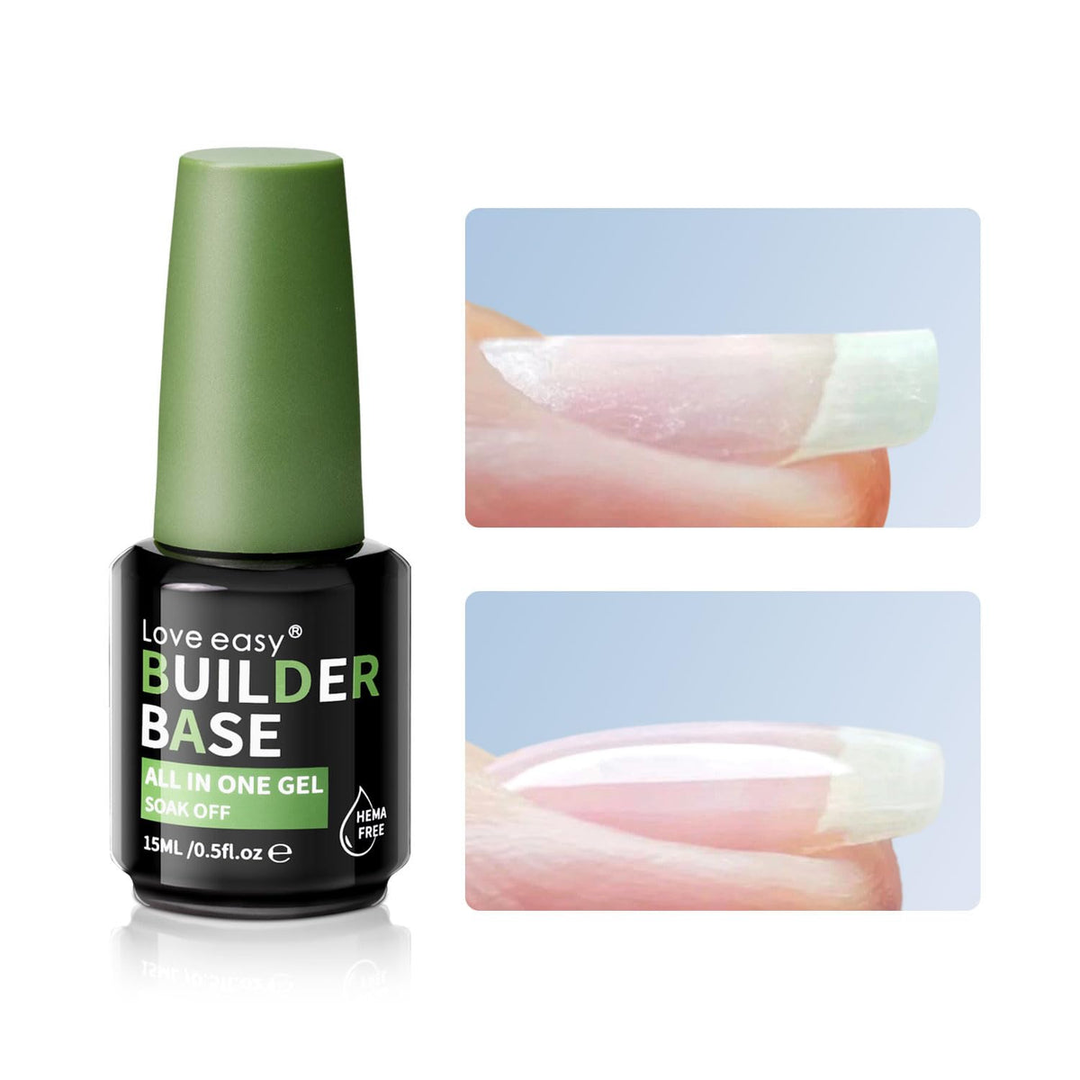 Love easy Hema Free Builder Gel base coat application for smooth ridges filling and long wear.