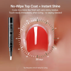Love Easy no-wipe top coat delivering instant high-gloss finish.