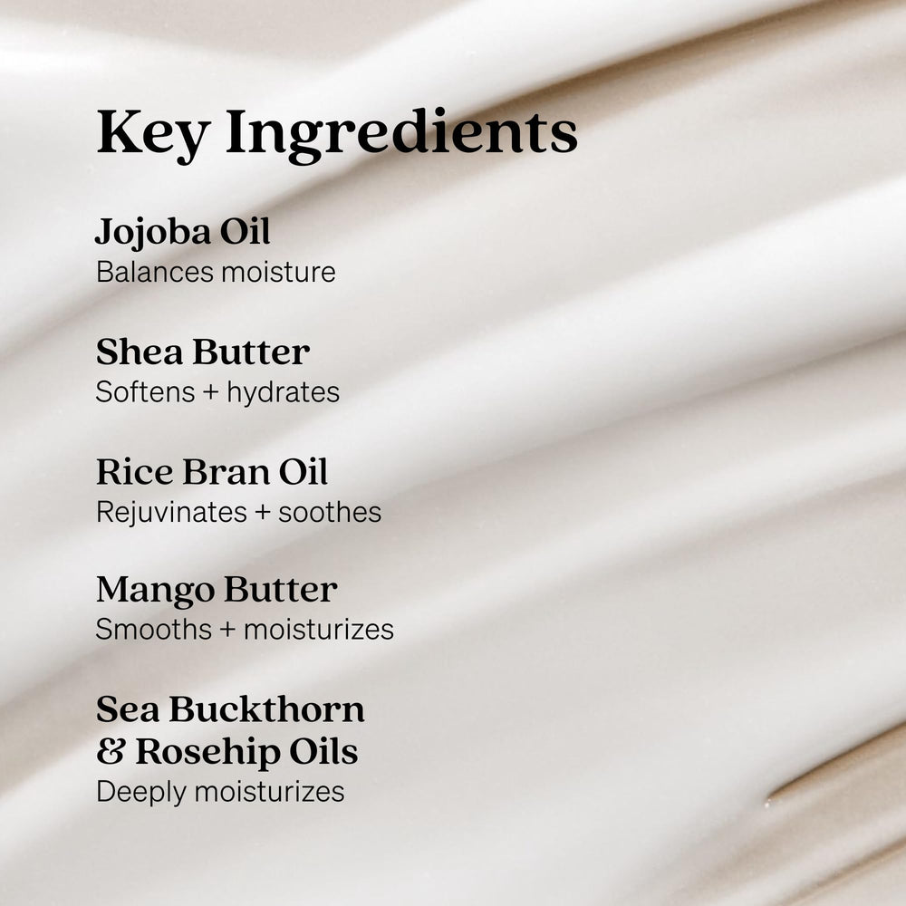 Close-up of Loved01 cream texture highlighting light, nourishing richness.