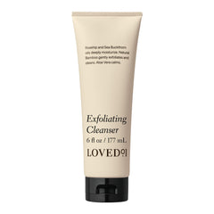 Loved01 Face & Body Exfoliating Cleanser bottle for daily gentle cleansing and brightening.