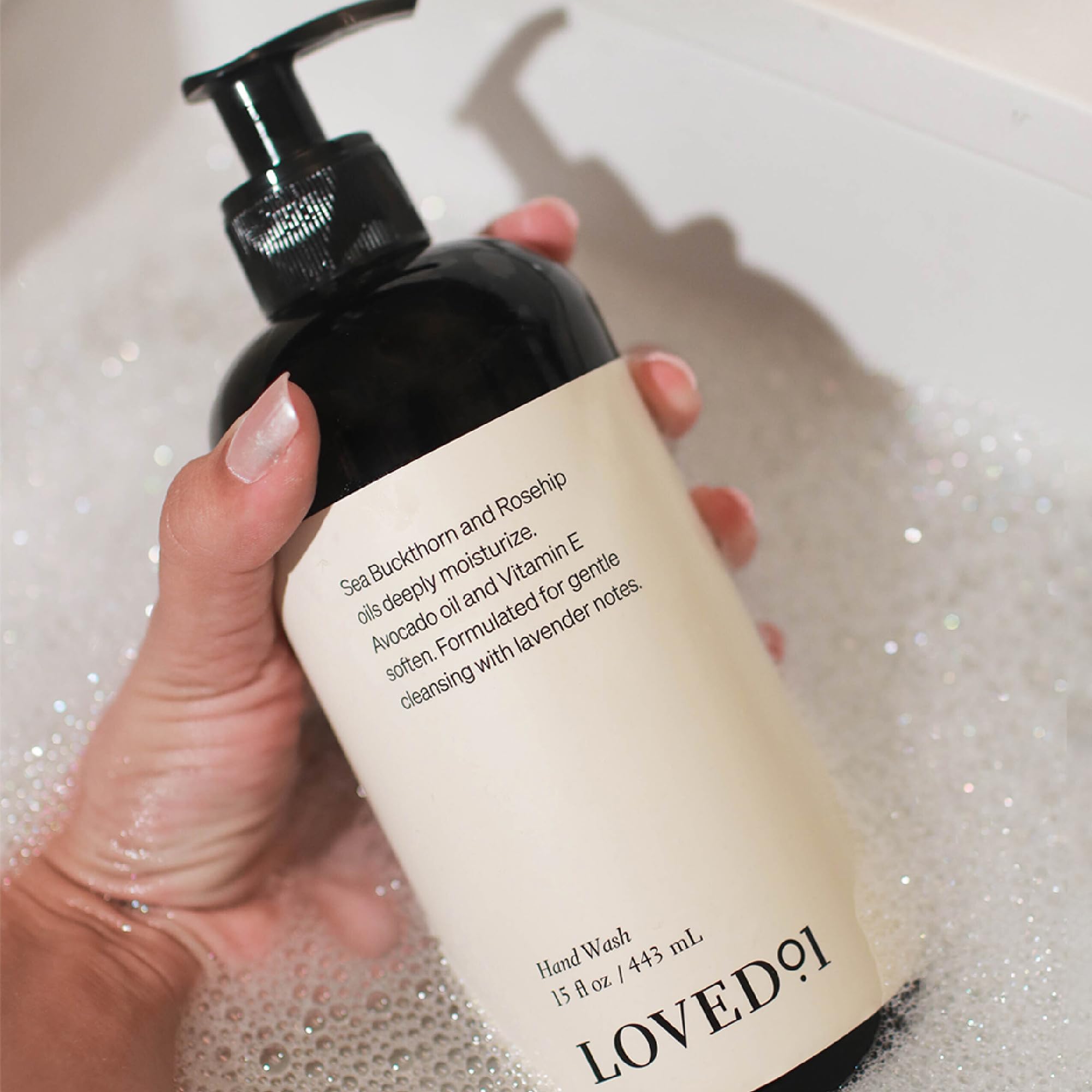 Rosehip and sea buckthorn oil illustration in Loved01 Hand Wash ingredients