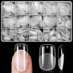 LoveOurHome 420pc medium squoval nail tips in clear for durable gel extensions.