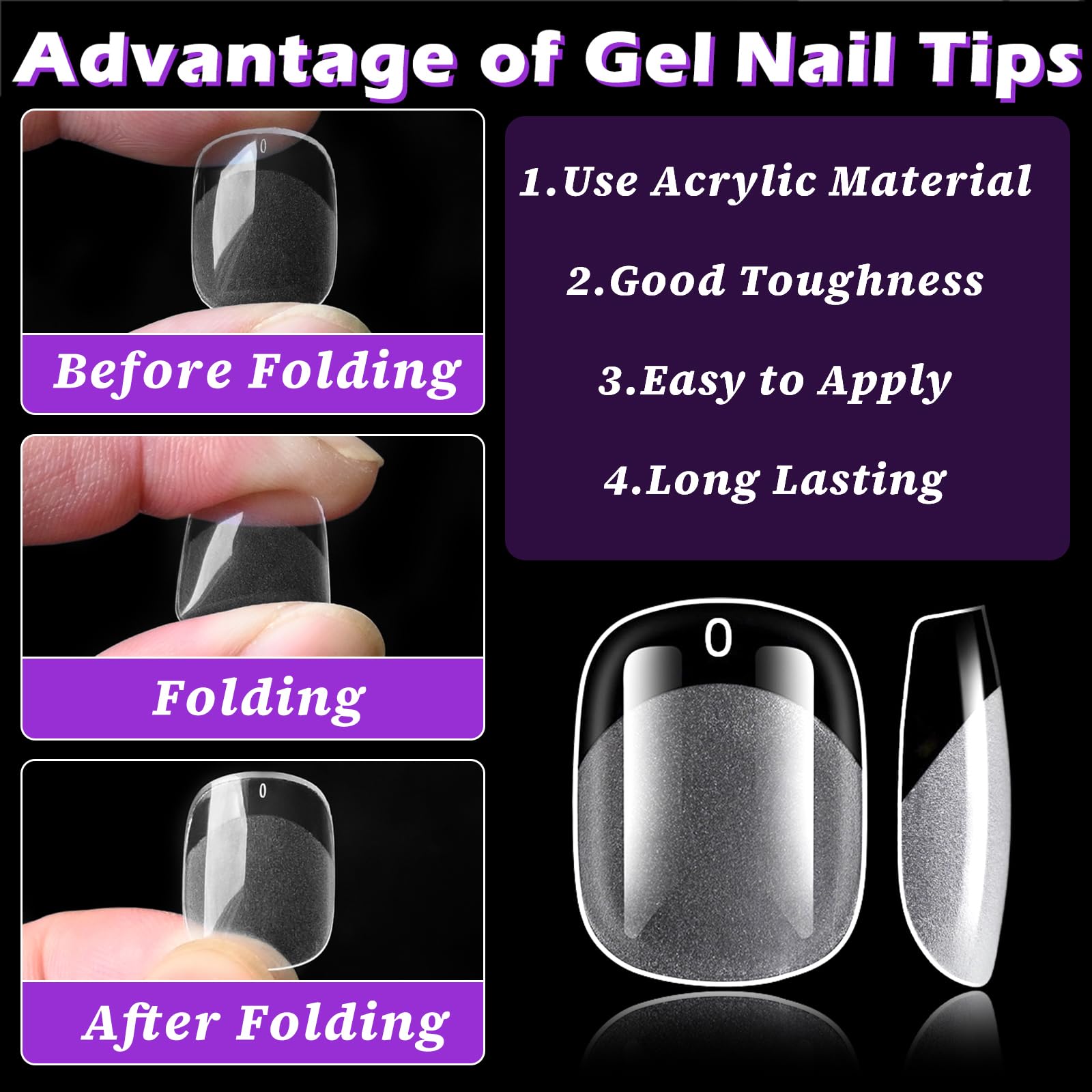 LoveOurHome clear short nail tips with no-trace fit for seamless results