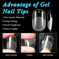LoveOurHome full-cover gel nail tips in clear for a precise, seamless fit.