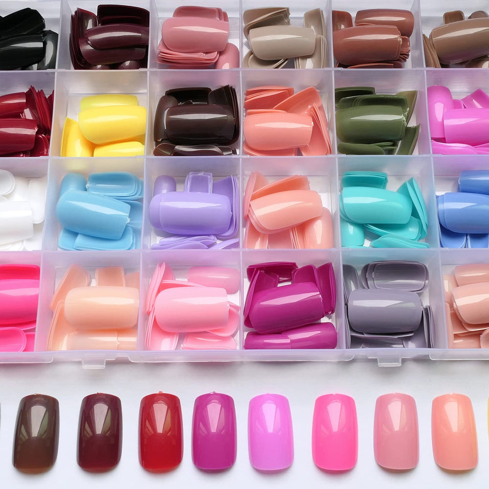 LoveOurHome medium-length square nails close-up showing sturdy tips.