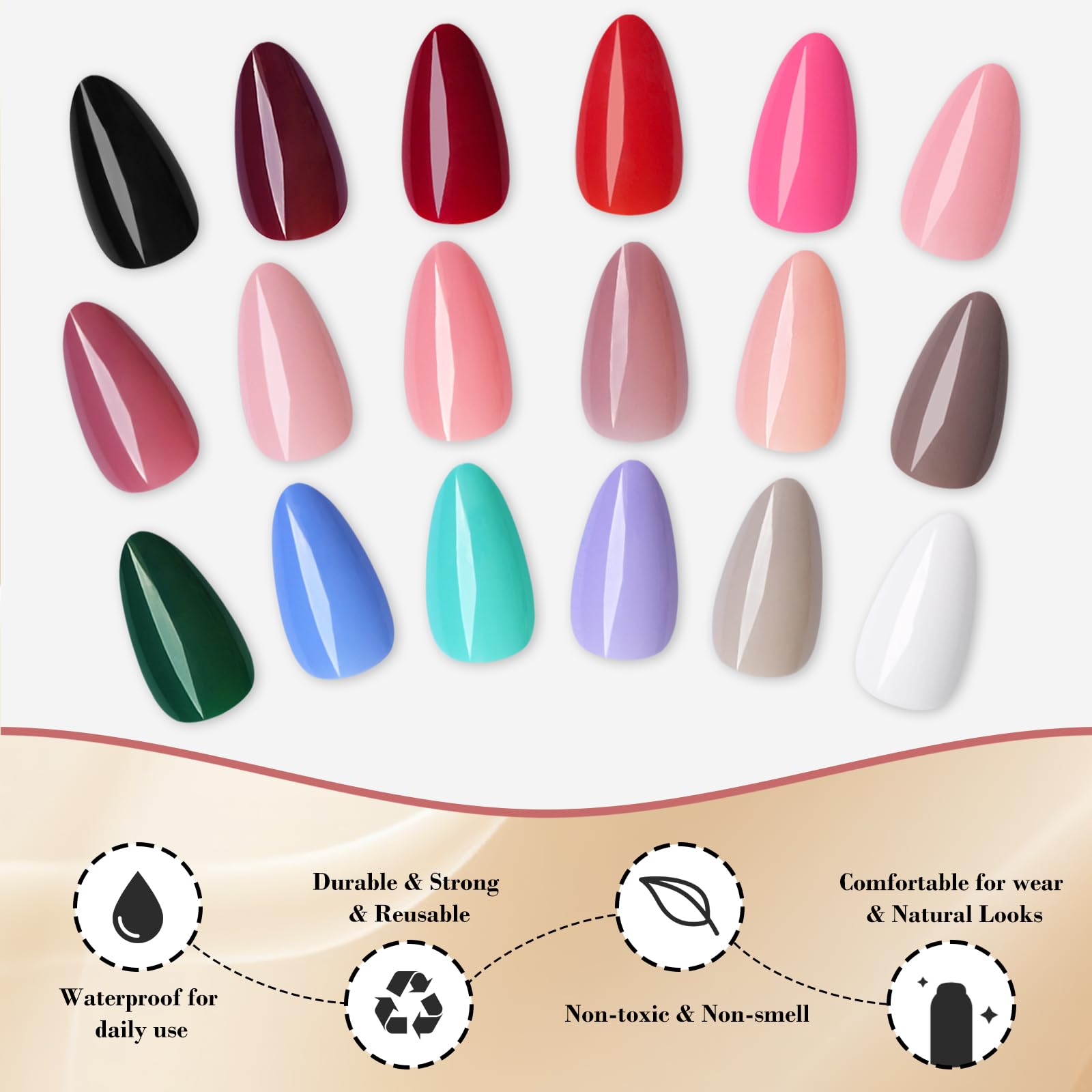 LoveOurHome Halloween almond press-ons for festive, dramatic nails.