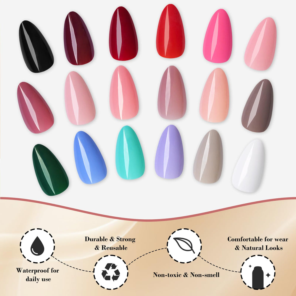LoveOurHome Halloween almond press-ons for festive, dramatic nails.