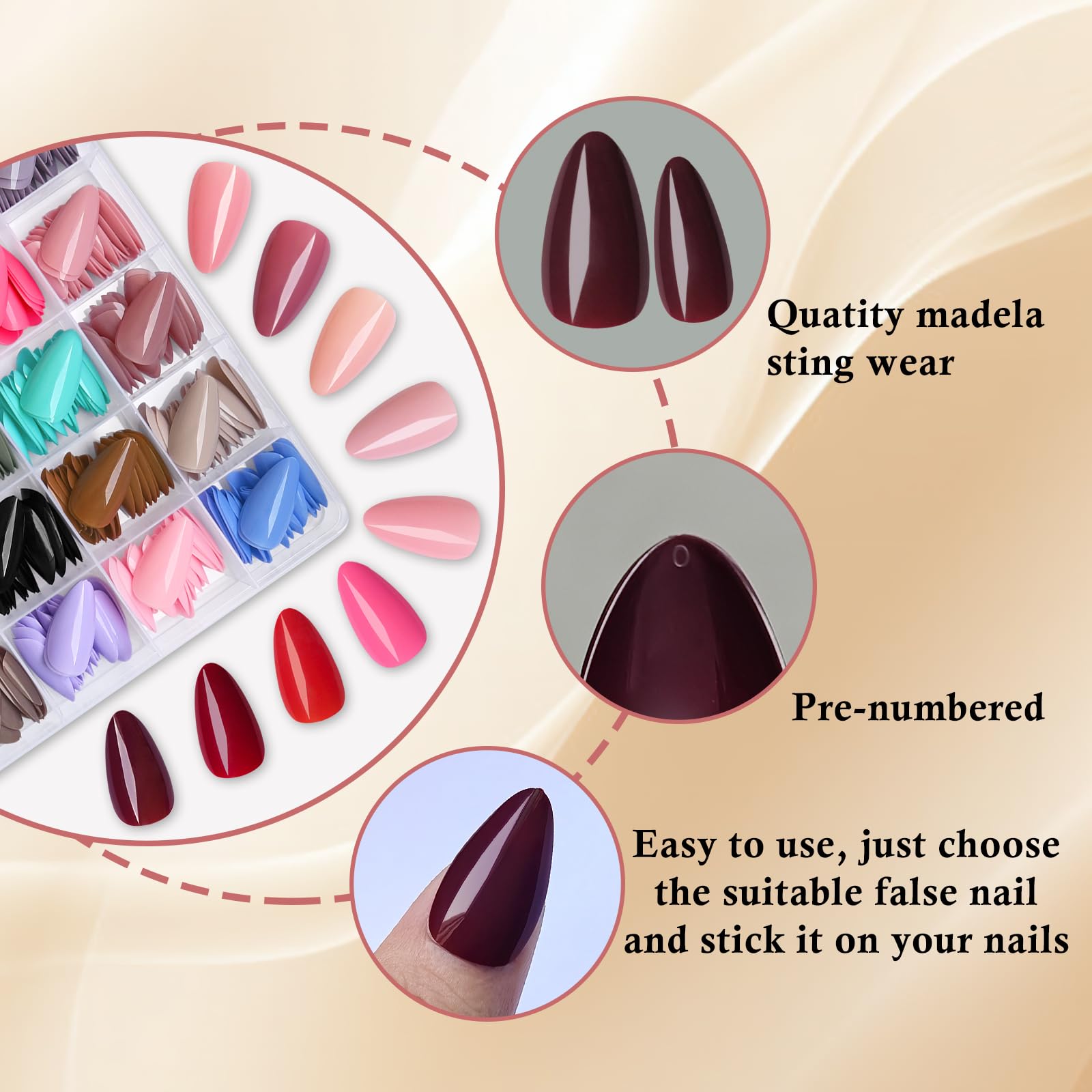 LoveOurHome medium-length almond nails with a glossy finish for instant polished looks.