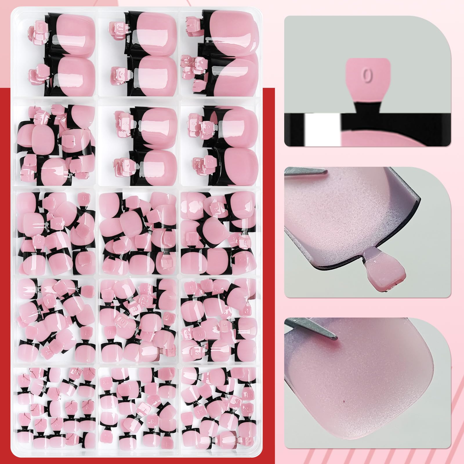 LoveOurHome pink base French tip toe nails for a chic versatile look