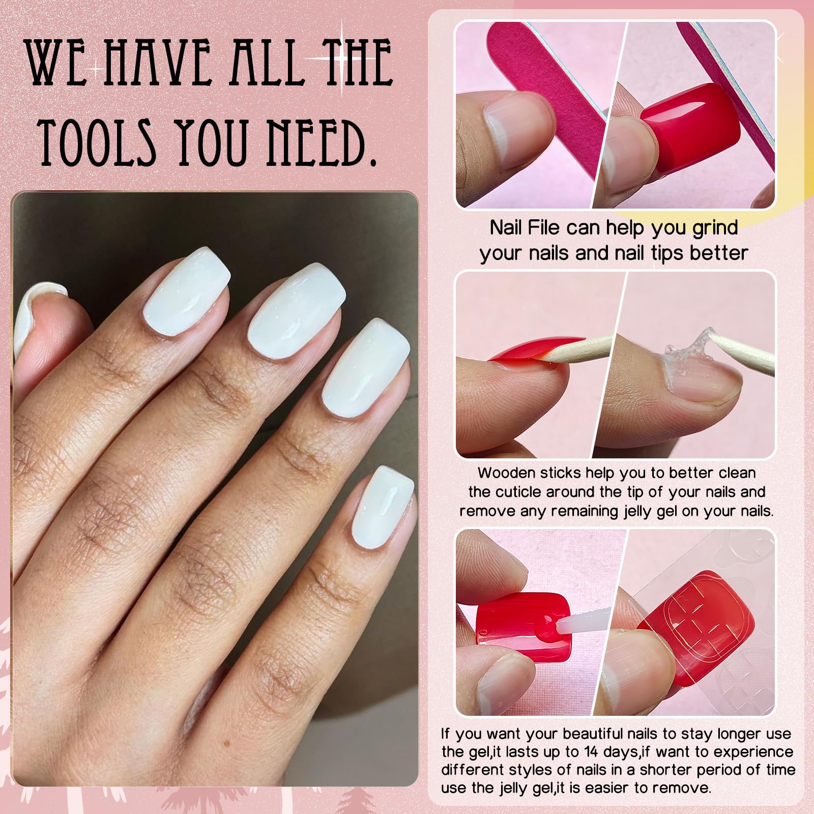 LoveOurHome short square nails with tabs, daily wear without damage.