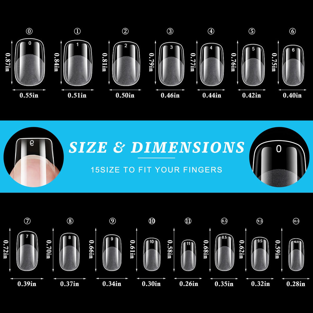 LoveOurHome squoval press-on nails in clear offer easy at-home application.