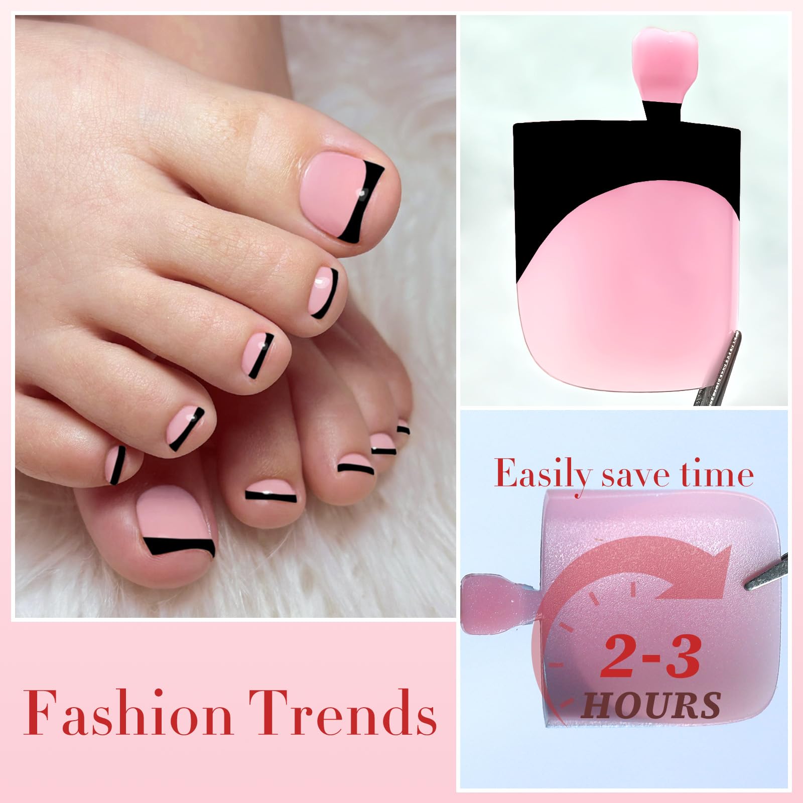 LoveOurHome glue on toe nail tips with adhesive tabs for quick removal