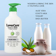 Lovercare Goat Milk Body Lotion pouring action demonstrates fast absorption