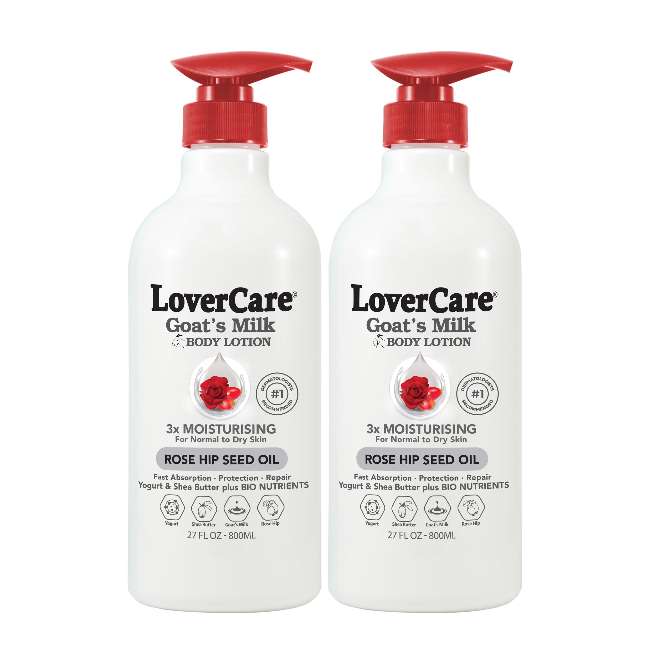 Lovercare Goat Milk Lotion back-of-pack explains pH-balanced formula.