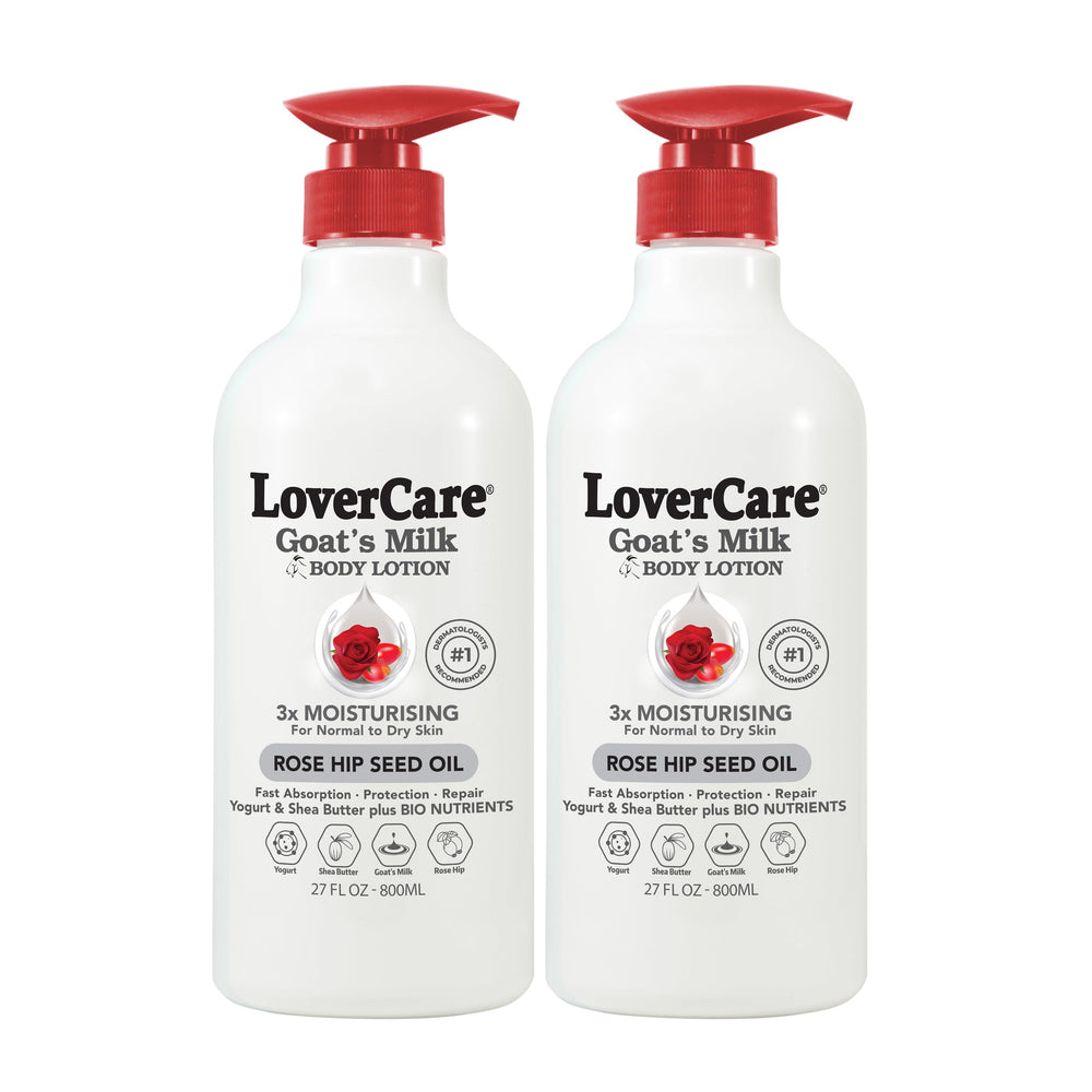 Lovercare Goat Milk Lotion back-of-pack explains pH-balanced formula.
