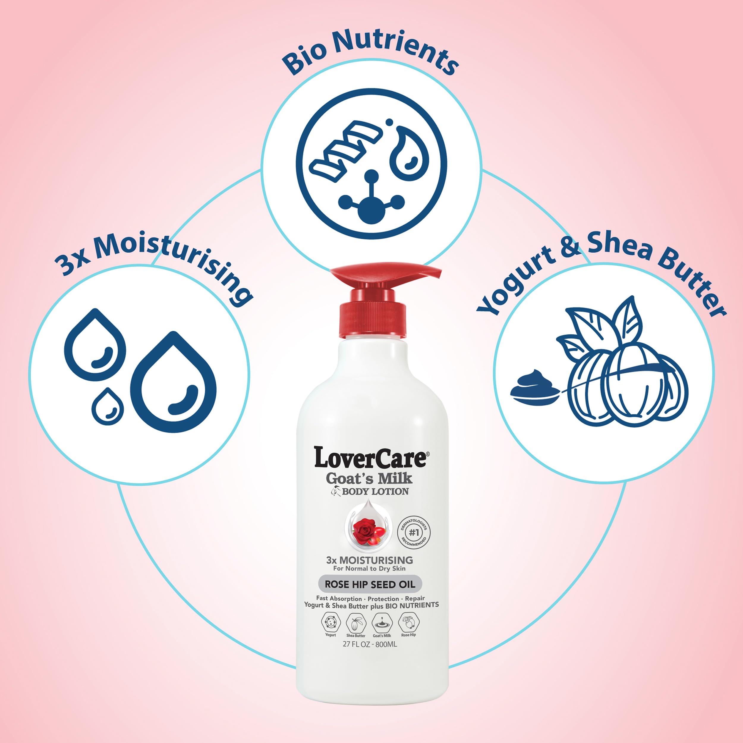 Rose Hip Seed Oil ingredient bottle featured in Lover's Care formula.