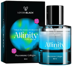 LOVERY Affinity for Him bottle showcases a balanced amber-musk profile for confident nights
